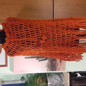 Open Knit Fringe Poncho